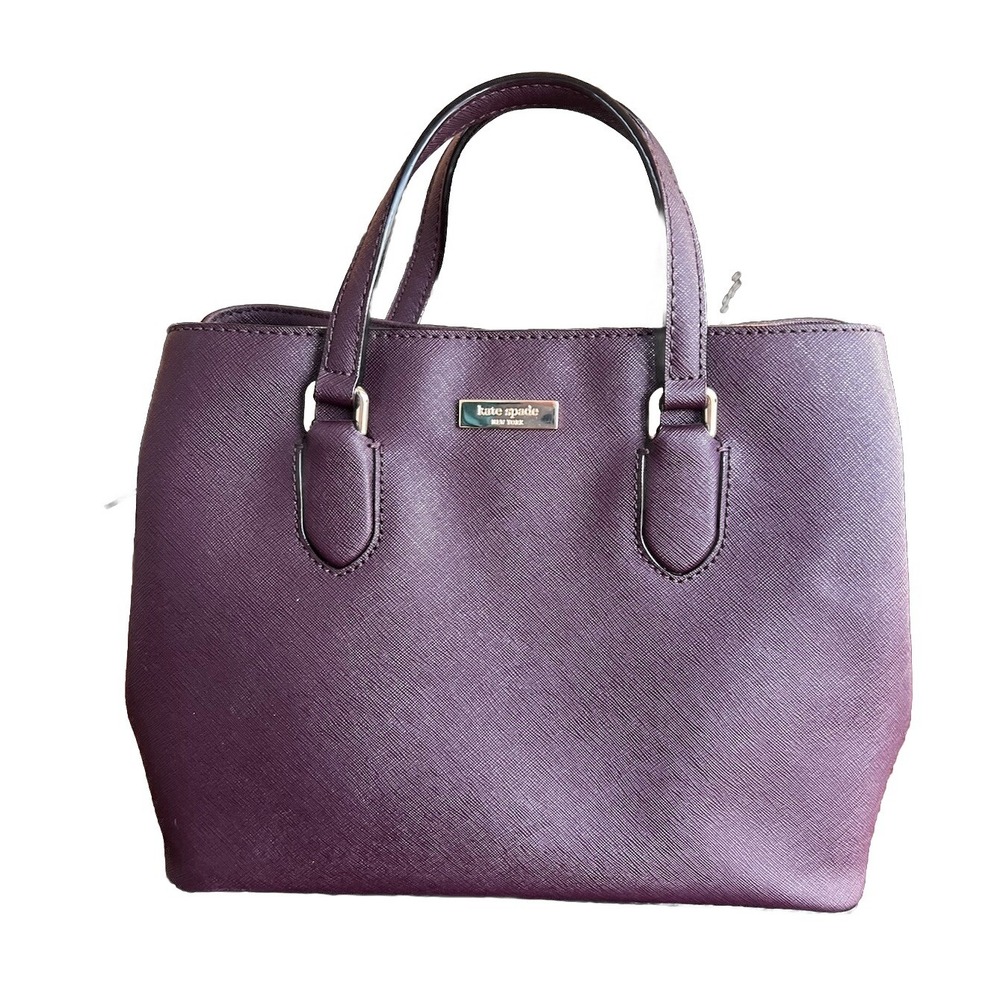 Kate Spade Evangelie Laurel Way Satchel Crossbody Mahogany Burgundy Purple EUC‎